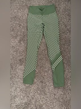 New Balance Olive Green and White Striped Women's Jeggings